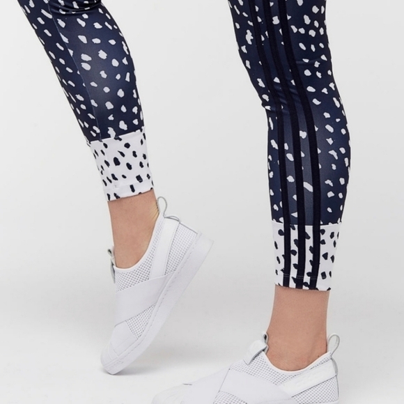 Adidas Originals Navy Blue High Rise 3 Striped Dot Printed Tight Leggings - Picture 5 of 12